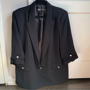 Zara Black Blazer XXL Plus Shoulder Pads Jacket Outerwear